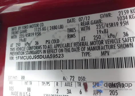 2013 Ford Escape Titanium z USA, uszkodzony, nr VIN 1FMCU0J95DUA59523